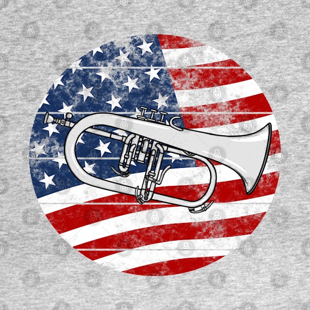 Flugelhorn USA Flag Hornist Brass Musician 4th July by doodlerob